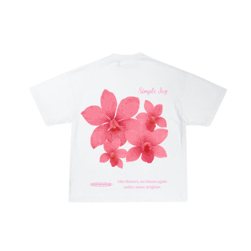 Camiseta Oversize "Bloom Again" - Blanco