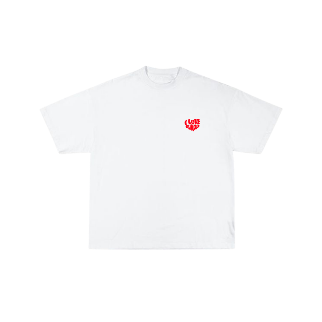 Camiseta Oversize "Heartwave" – Blanco